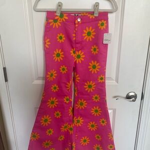NWT Free People- Pink Pants with Floral Design